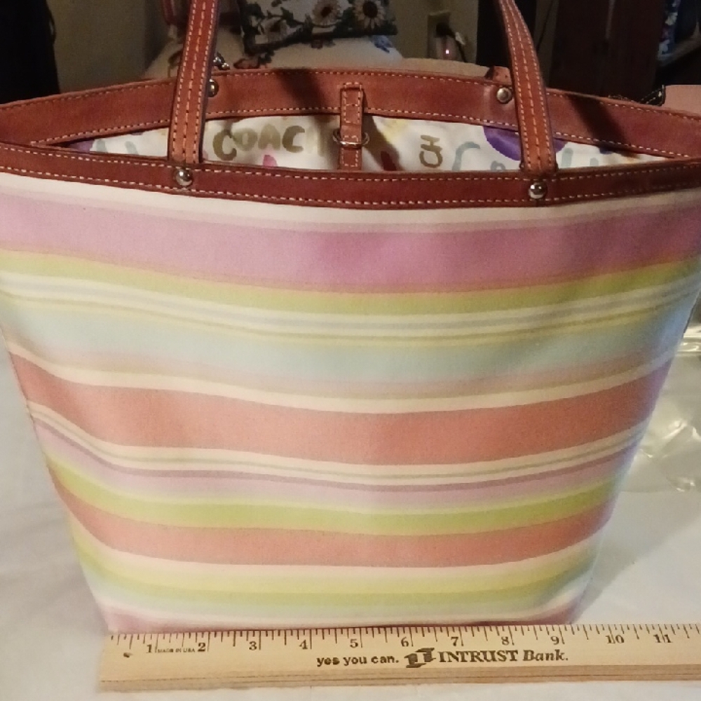 Coach Pastel Striped Tote Bag - Picture 5 of 12
